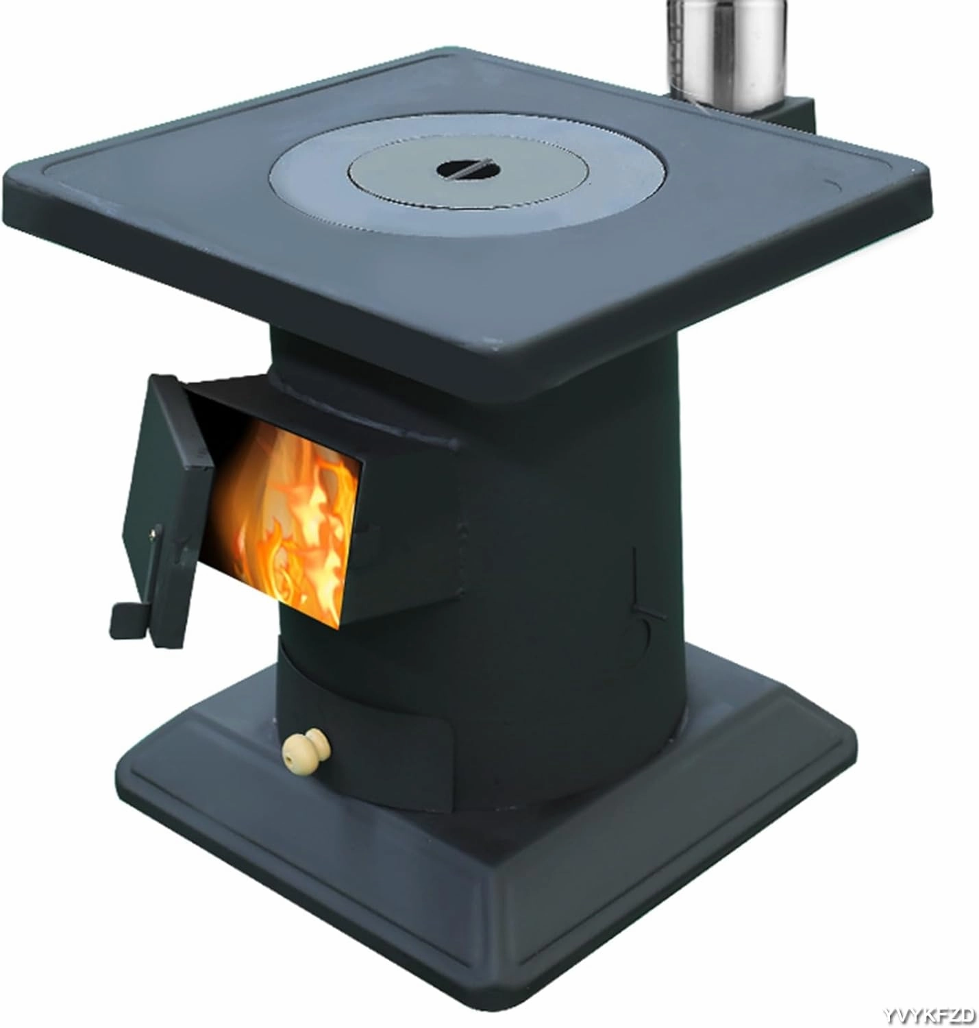 YVYKFZD Outdoor Wood Burning Stove, Portable Camping Wood Stove, Multifunctional Hot Tent Stove, for Cooking, Heating, Camping, Tent, Hiking, Fishing, BBQ, Black (Size : 55x55x50cm A)