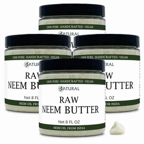 Zatural Neem Butter 4 Pack - Coconut Oil, Neem Oil and Leaf, Marula Oil, Kokum, Rosemary, For Sensitive Skin, Itchy Skin, 8 oz (4-Pack)