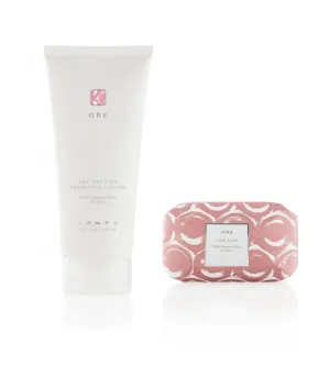 Zents Age-Defying Probiotic Lotion & Triple-Milled Luxe Bar Soap Set (Ore Fragrance) | Moisturizing Lotion with Hyaluronic Acid & Organic Shea Butter | With Organic Shea Butter | 6.4 fl oz & 5.7 oz