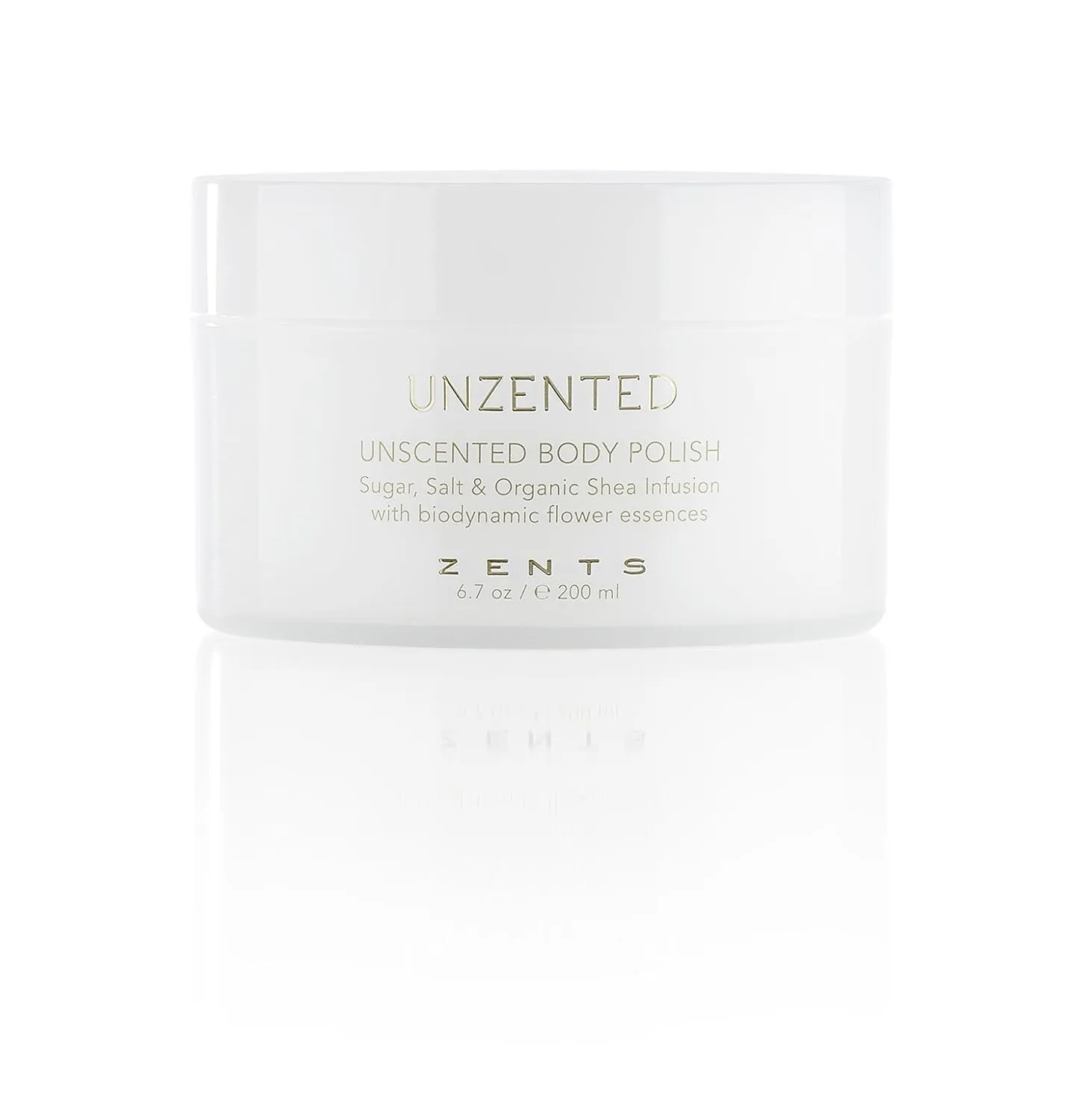 ZENTS Body Polish, Exfoliating Salt & Sugar Body Scrub with Organic Shea Butter, Unzented Fragrance Free for Sensitive Skin, 6.7 oz