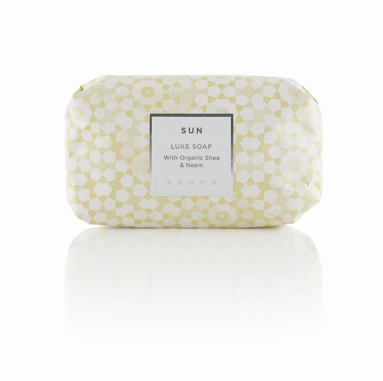 Zents Triple-Milled Luxe Bar Soap (Sun Fragrance) | Moisturizing Soap with Organic Shea Butter | Gentle Hand & Body Wash | Nourishes & Softens Skin | 5.7 oz