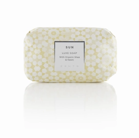 Zents Triple-Milled Luxe Bar Soap (Sun Fragrance) | Moisturizing Soap with Organic Shea Butter | Gentle Hand & Body Wash | Nourishes & Softens Skin | 5.7 oz