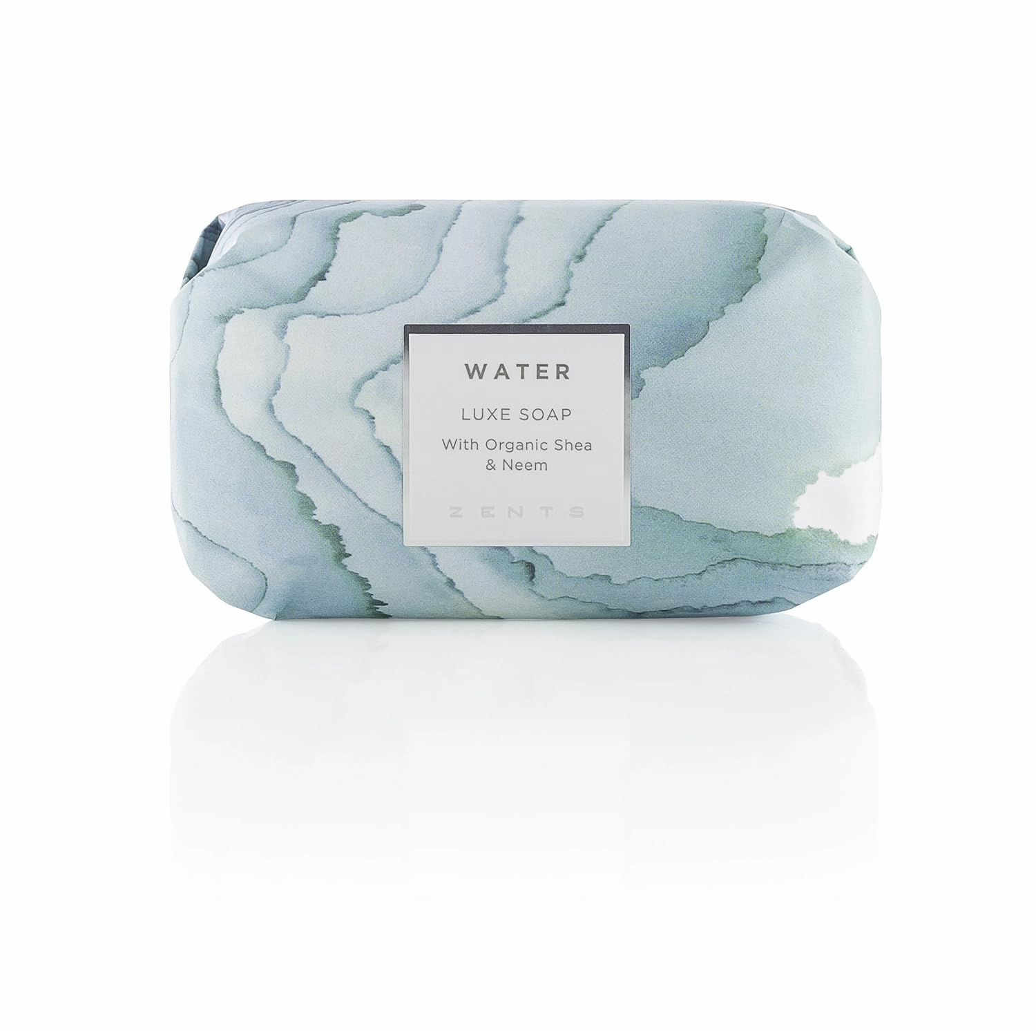 Zents Triple-Milled Luxe Bar Soap (Water Fragrance) | Moisturizing Soap with Organic Shea Butter | Gentle Hand & Body Wash | Nourishes & Softens Skin | 5.7 oz