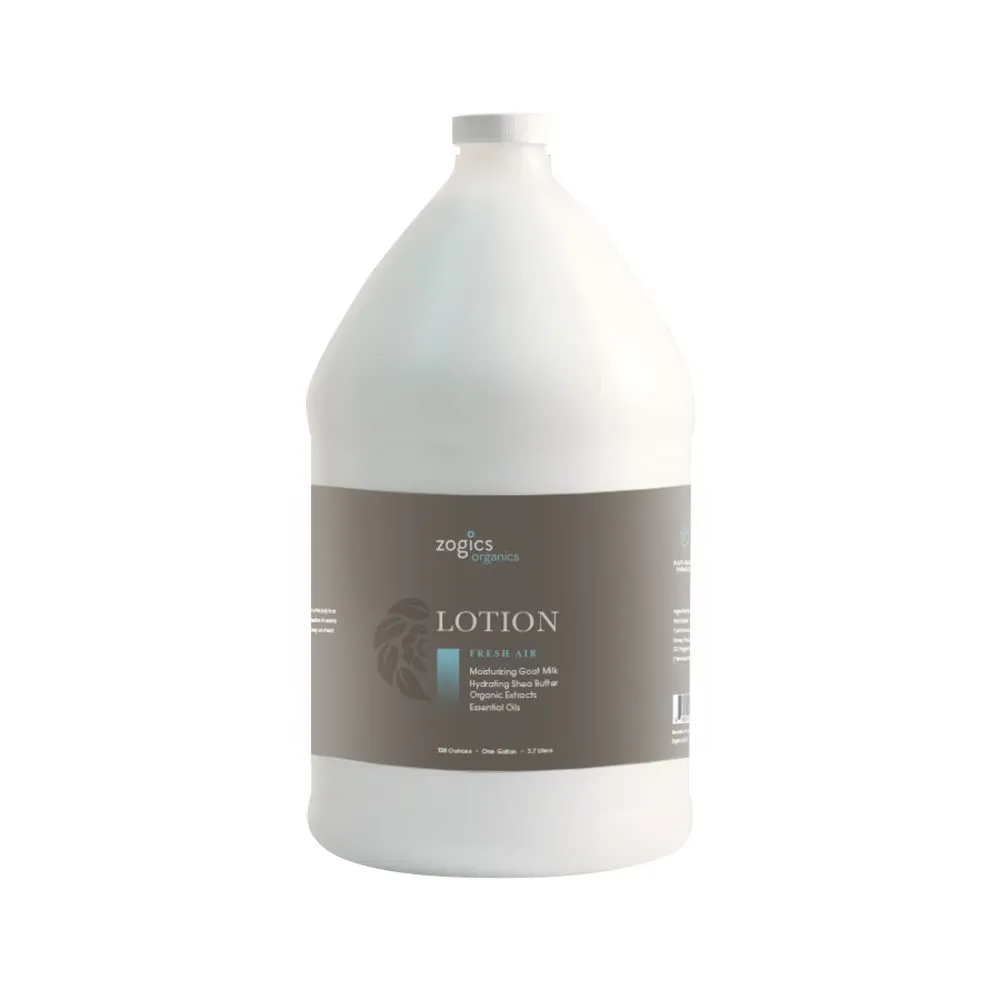 Zogics Organics Body Lotion – Hydrating Body Lotion for Women and Men, Moisturizing Formula Made with Essential Oils and Goat’s Milk, Great for Refillable Lotion (Fresh Air Scent, 1 Gallon)