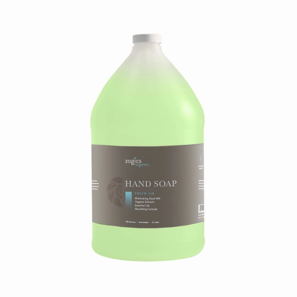 Zogics Organics Hand Soap – Luxurious Liquid Hand Soap Organic & Plant-Based Formula Made with Essential Oils, & Goat’s Milk, Great for Hand Soap Refills in Facilities (Fresh Air Scent, 4 Gallon Case)